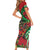 Mele Kalikimaka Hawaii Short Sleeve Bodycon Dress Mongoose Santa With Ohia Lehua