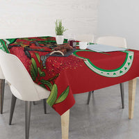 Mele Kalikimaka Hawaii Tablecloth Mongoose Santa With Ohia Lehua LT14 - Polynesian Pride