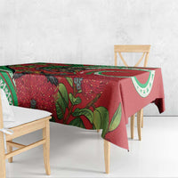 Mele Kalikimaka Hawaii Tablecloth Mongoose Santa With Ohia Lehua LT14 - Polynesian Pride