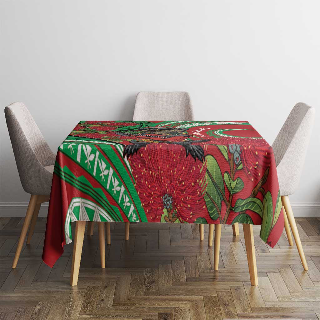 Mele Kalikimaka Hawaii Tablecloth Mongoose Santa With Ohia Lehua LT14 - Polynesian Pride