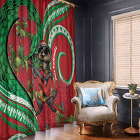 Mele Kalikimaka Hawaii Window Curtain Mongoose Santa With Ohia Lehua LT14 - Polynesian Pride