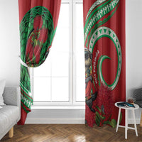 Mele Kalikimaka Hawaii Window Curtain Mongoose Santa With Ohia Lehua LT14 - Polynesian Pride