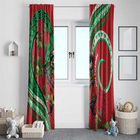 Mele Kalikimaka Hawaii Window Curtain Mongoose Santa With Ohia Lehua LT14 - Polynesian Pride