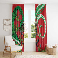Mele Kalikimaka Hawaii Window Curtain Mongoose Santa With Ohia Lehua LT14 - Polynesian Pride