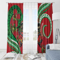 Mele Kalikimaka Hawaii Window Curtain Mongoose Santa With Ohia Lehua LT14 - Polynesian Pride