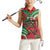 Mele Kalikimaka Hawaii Women Sleeveless Polo Shirt Mongoose Santa With Ohia Lehua