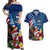 United States And Samoa Couples Matching Off Shoulder Maxi Dress and Hawaiian Shirt USA Flag Eagle Mix Samoan Coat Of Arms LT14 Blue - Polynesian Pride