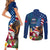 United States And Samoa Couples Matching Short Sleeve Bodycon Dress and Long Sleeve Button Shirt USA Flag Eagle Mix Samoan Coat Of Arms LT14 - Polynesian Pride