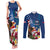 United States And Samoa Couples Matching Tank Maxi Dress and Long Sleeve Button Shirt USA Flag Eagle Mix Samoan Coat Of Arms LT14 Blue - Polynesian Pride