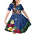 United States And Samoa Family Matching Mermaid Dress and Hawaiian Shirt USA Flag Eagle Mix Samoan Coat Of Arms LT14 Daughter's Dress Blue - Polynesian Pride