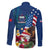 United States And Samoa Family Matching Off Shoulder Long Sleeve Dress and Hawaiian Shirt USA Flag Eagle Mix Samoan Coat Of Arms LT14 - Polynesian Pride