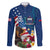 United States And Samoa Family Matching Short Sleeve Bodycon Dress and Hawaiian Shirt USA Flag Eagle Mix Samoan Coat Of Arms LT14 Dad's Shirt - Long Sleeve Blue - Polynesian Pride