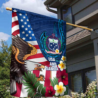United States And Samoa Garden Flag USA Flag Eagle Mix Samoan Coat Of Arms LT14 - Polynesian Pride