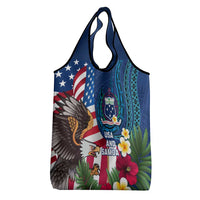 United States And Samoa Grocery Bag USA Flag Eagle Mix Samoan Coat Of Arms LT14 - Polynesian Pride