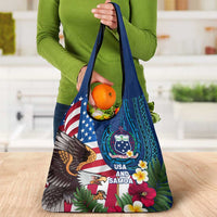 United States And Samoa Grocery Bag USA Flag Eagle Mix Samoan Coat Of Arms LT14 - Polynesian Pride