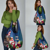 United States And Samoa Grocery Bag USA Flag Eagle Mix Samoan Coat Of Arms LT14 - Polynesian Pride