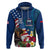 United States And Samoa Hoodie USA Flag Eagle Mix Samoan Coat Of Arms LT14 Pullover Hoodie Blue - Polynesian Pride