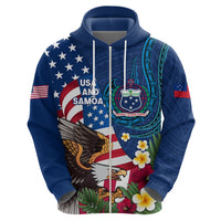 United States And Samoa Hoodie USA Flag Eagle Mix Samoan Coat Of Arms LT14 - Polynesian Pride