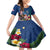 United States And Samoa Kid Short Sleeve Dress USA Flag Eagle Mix Samoan Coat Of Arms LT14 KID Blue - Polynesian Pride