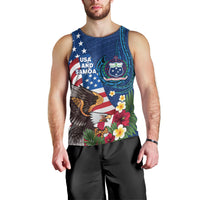 United States And Samoa Men Tank Top USA Flag Eagle Mix Samoan Coat Of Arms LT14 - Polynesian Pride