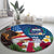 United States And Samoa Round Carpet USA Flag Eagle Mix Samoan Coat Of Arms LT14 - Polynesian Pride