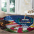 United States And Samoa Round Carpet USA Flag Eagle Mix Samoan Coat Of Arms LT14 - Polynesian Pride