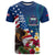 United States And Samoa T Shirt USA Flag Eagle Mix Samoan Coat Of Arms LT14 Blue - Polynesian Pride