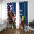 United States And Samoa Window Curtain USA Flag Eagle Mix Samoan Coat Of Arms LT14 With Grommets Blue - Polynesian Pride