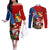 United States And Tonga Couples Matching Off The Shoulder Long Sleeve Dress and Long Sleeve Button Shirt USA Flag Eagle Mix Tongan Coat Of Arms Ngatu Pattern LT14 Blue - Polynesian Pride