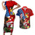 United States And Tonga Couples Matching Short Sleeve Bodycon Dress and Hawaiian Shirt USA Flag Eagle Mix Tongan Coat Of Arms Ngatu Pattern LT14 Blue - Polynesian Pride