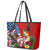 United States And Tonga Leather Tote Bag USA Flag Eagle Mix Tongan Coat Of Arms Ngatu Pattern LT14 - Polynesian Pride