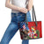 United States And Tonga Leather Tote Bag USA Flag Eagle Mix Tongan Coat Of Arms Ngatu Pattern LT14 - Polynesian Pride