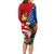 United States And Tonga Long Sleeve Bodycon Dress USA Flag Eagle Mix Tongan Coat Of Arms Ngatu Pattern LT14 - Polynesian Pride