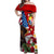 United States And Tonga Off Shoulder Maxi Dress USA Flag Eagle Mix Tongan Coat Of Arms Ngatu Pattern LT14 Women Blue - Polynesian Pride