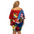 United States And Tonga Off Shoulder Short Dress USA Flag Eagle Mix Tongan Coat Of Arms Ngatu Pattern LT14 - Polynesian Pride