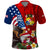 United States And Tonga Polo Shirt USA Flag Eagle Mix Tongan Coat Of Arms Ngatu Pattern LT14 Blue - Polynesian Pride