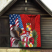 United States And Tonga Quilt USA Flag Eagle Mix Tongan Coat Of Arms Ngatu Pattern LT14 - Polynesian Pride