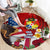 United States And Tonga Round Carpet USA Flag Eagle Mix Tongan Coat Of Arms Ngatu Pattern LT14 - Polynesian Pride