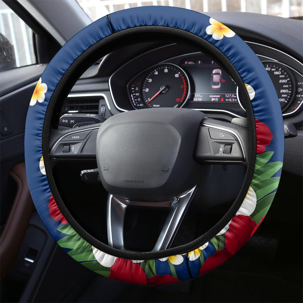 United States And Tonga Steering Wheel Cover USA Flag Eagle Mix Tongan Coat Of Arms Ngatu Pattern LT14 - Polynesian Pride
