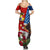 United States And Tonga Summer Maxi Dress USA Flag Eagle Mix Tongan Coat Of Arms Ngatu Pattern LT14 - Polynesian Pride