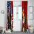 United States And Tonga Window Curtain USA Flag Eagle Mix Tongan Coat Of Arms Ngatu Pattern LT14 - Polynesian Pride