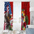 United States And Tonga Window Curtain USA Flag Eagle Mix Tongan Coat Of Arms Ngatu Pattern LT14 - Polynesian Pride