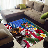 United States And Fiji Area Rug USA Flag Eagle Mix Fijian Coat Of Arms Tapa Pattern LT14 - Polynesian Pride