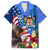 United States And Fiji Family Matching Off Shoulder Long Sleeve Dress and Hawaiian Shirt USA Flag Eagle Mix Fijian Coat Of Arms Tapa Pattern LT14 Dad's Shirt - Short Sleeve Blue - Polynesian Pride