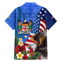 United States And Fiji Family Matching Off Shoulder Maxi Dress and Hawaiian Shirt USA Flag Eagle Mix Fijian Coat Of Arms Tapa Pattern LT14 - Polynesian Pride