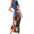 United States And Fiji Family Matching Short Sleeve Bodycon Dress and Hawaiian Shirt USA Flag Eagle Mix Fijian Coat Of Arms Tapa Pattern LT14 - Polynesian Pride