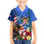 United States And Fiji Family Matching Short Sleeve Bodycon Dress and Hawaiian Shirt USA Flag Eagle Mix Fijian Coat Of Arms Tapa Pattern LT14 Son's Shirt Blue - Polynesian Pride