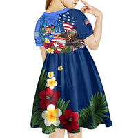 United States And Fiji Kid Short Sleeve Dress USA Flag Eagle Mix Fijian Coat Of Arms Tapa Pattern LT14 - Polynesian Pride