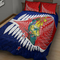 New Zealand Waitangi Day Quilt Bed Set NZ Maori Tui Bird With Kowhai Flowers LT14 - Polynesian Pride