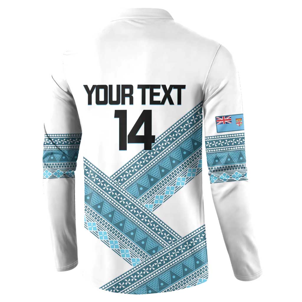 Custom Fiji Tapa Rugby 2025 Button Sweatshirt Go Champions Fijiana